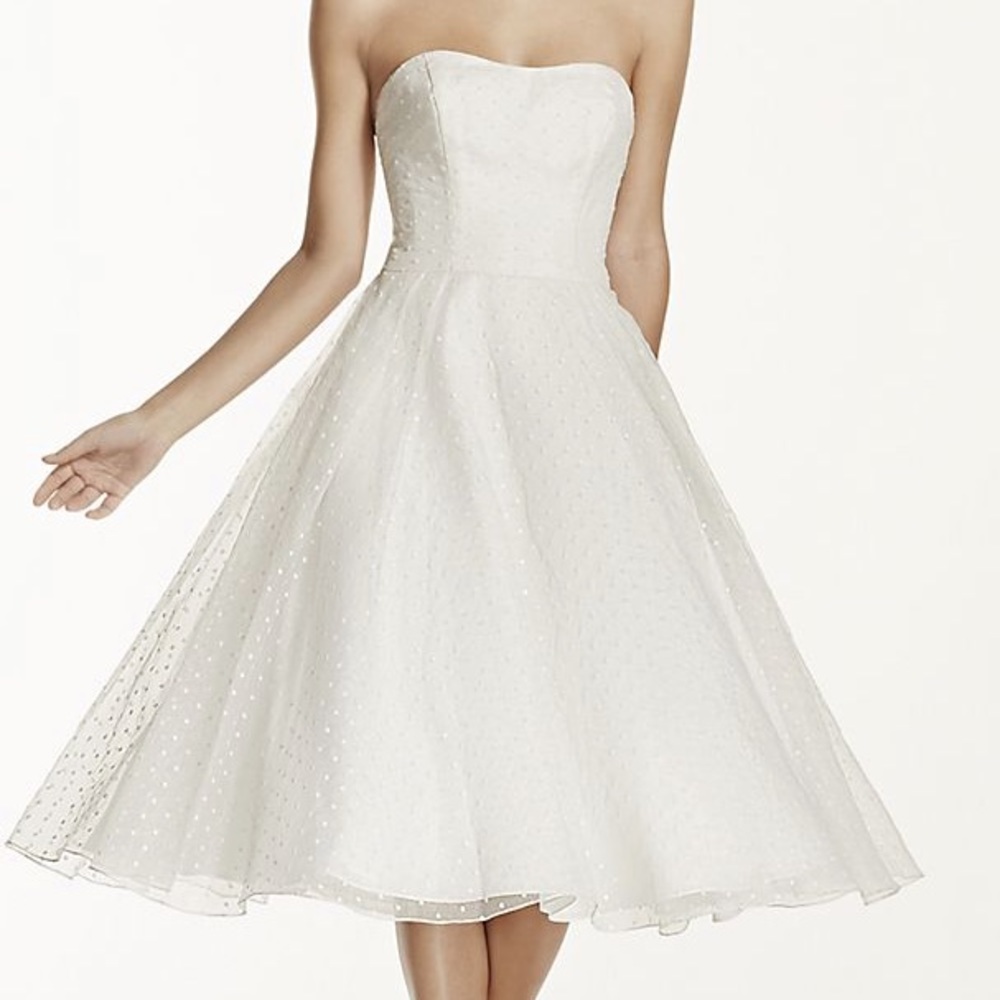 Tea length white Wedding dress w pockets